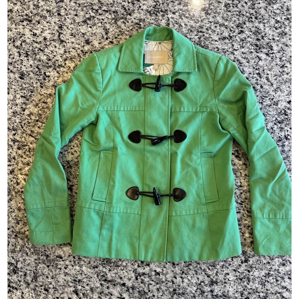 Banana Republic Sz XS Kelly Green Pea‎ Coat  With Toggles And Buttons #35